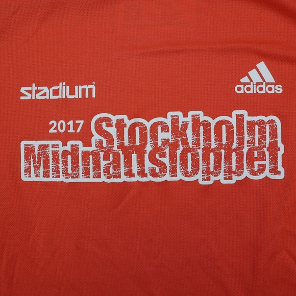 Adidas Shirt Womens M Orange Short Sleeve Crew Neck Logo Pullover Running Top - Picture 2 of 16